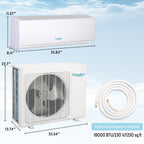 BreezeAero 1 zone 18000 BTU Wifi Enabled Ductless Mini Split Air Conditioner Heat Pump Included, 20 SEER2 230V, Cools Up to 1250 Sq.ft
