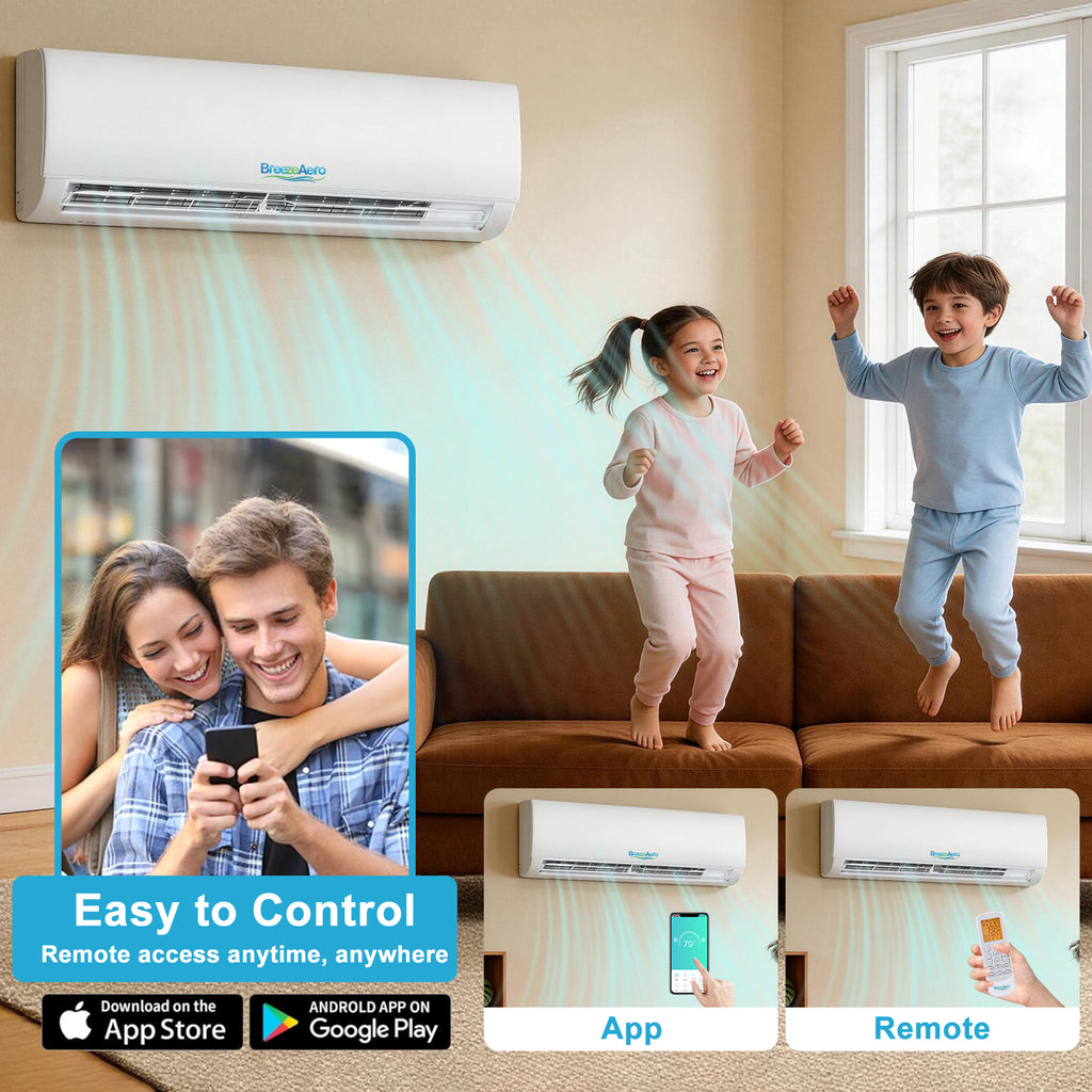 BreezeAero Multi-Zone Series 2 Zone 20000 BTU Ductless Mini Split Air Conditioner Heat Pump, 230-Volt, 23 SEER2, Cools Up to 900 Sq.ft(9K+9K)